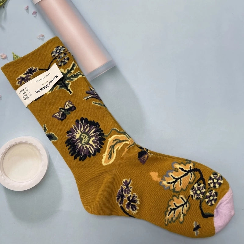 Women’s Minimalist Human Houndstooth Cotton Crew Socks A Pair