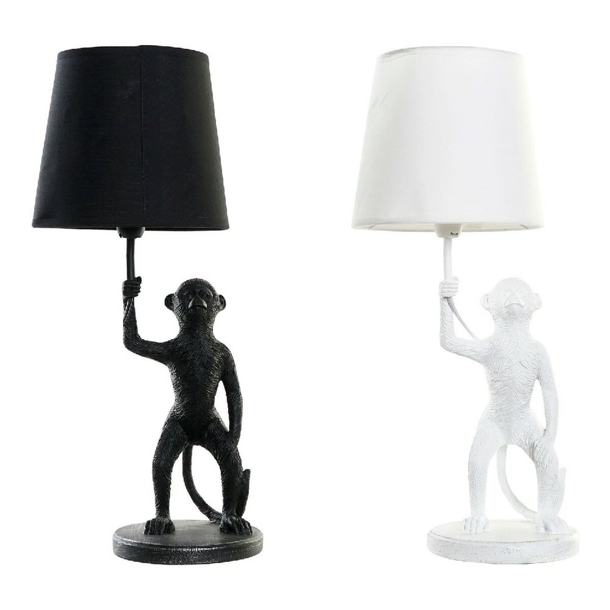 Desk lamp DKD Home Decor White Black Polyester Metal Resin 25W 220 V Monkey (2 pcs) (20 x 20 x 45 cm)