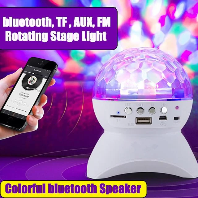 Wireless bluetooth Speaker Stage Light RGB LED Crystal Ball Effect Light DJ Club Disco Party Lighting Rechargeable USB/TF/FM
