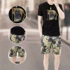 Men's Two-Piece Outfits Bear Letter Print T-Shirt & Shorts