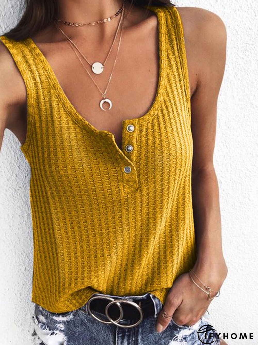 Casual Solid Sleeveless T-shirt | IFYHOME