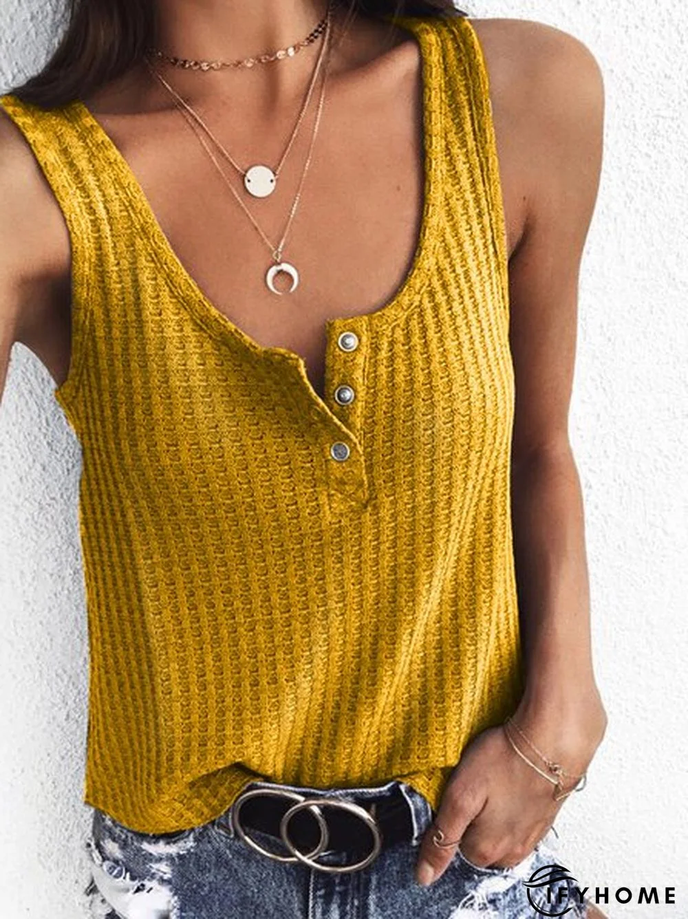 Casual Solid Sleeveless T-shirt | IFYHOME