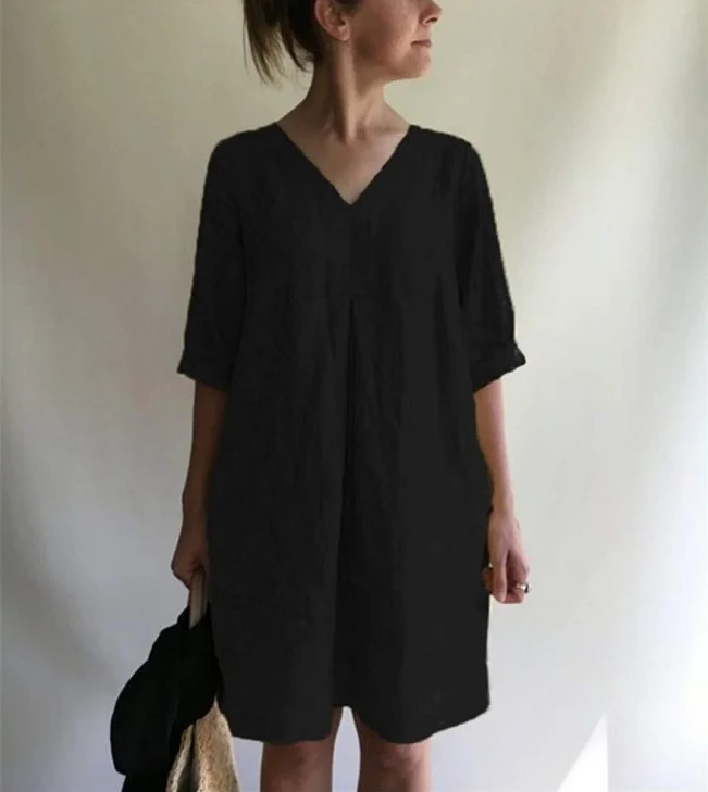 Plus Size Casual Solid Casual Short Sleeve Dresses