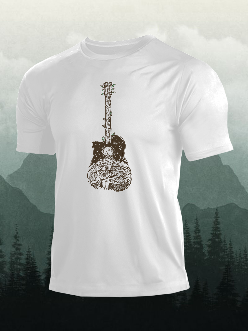 Men's Music Guitar Tree Short-Sleeved Shirt