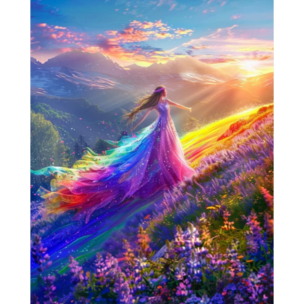 5D DIY Full Round Drill Partial AB Diamond Painting Girl Kit Art Decor 45x55cm