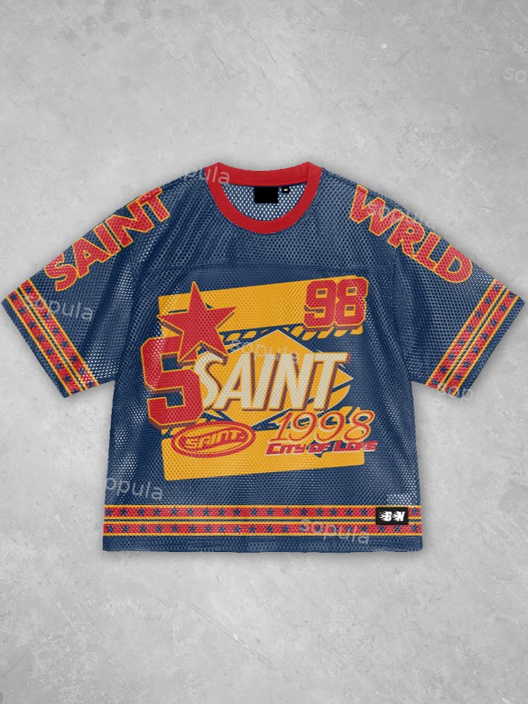 Vintage Western Vintage Denim Color Mesh Jersey - SOPULA