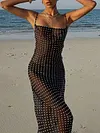 See-Through Polka Dot Condole Belt Maxi Dress