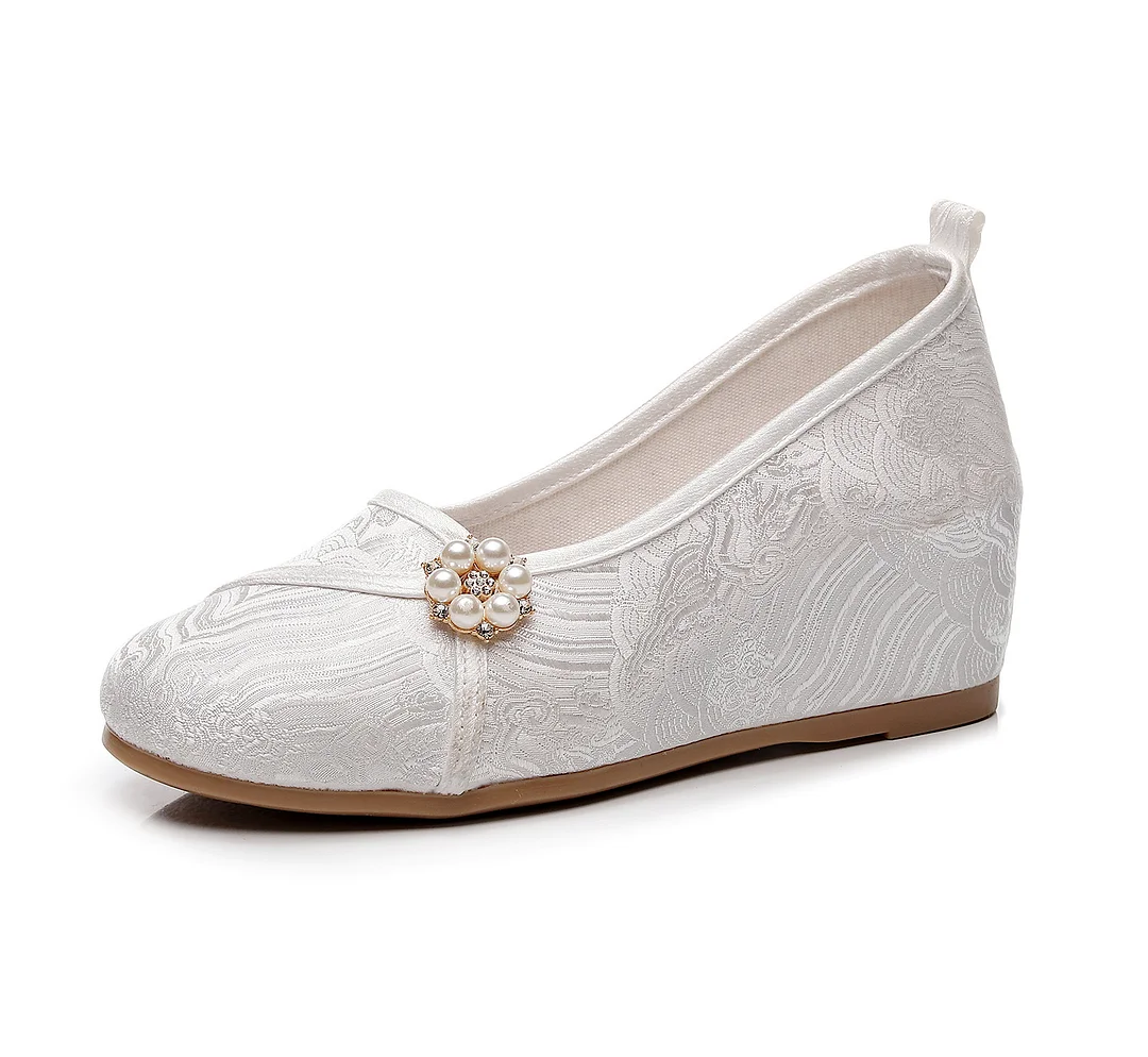 Colourp Colourp Heels Single Shoes Chinese Style Cheongsam Hanfu With Horse Face Dress Pure Color Plain Cloth Shoes Women's Shoes