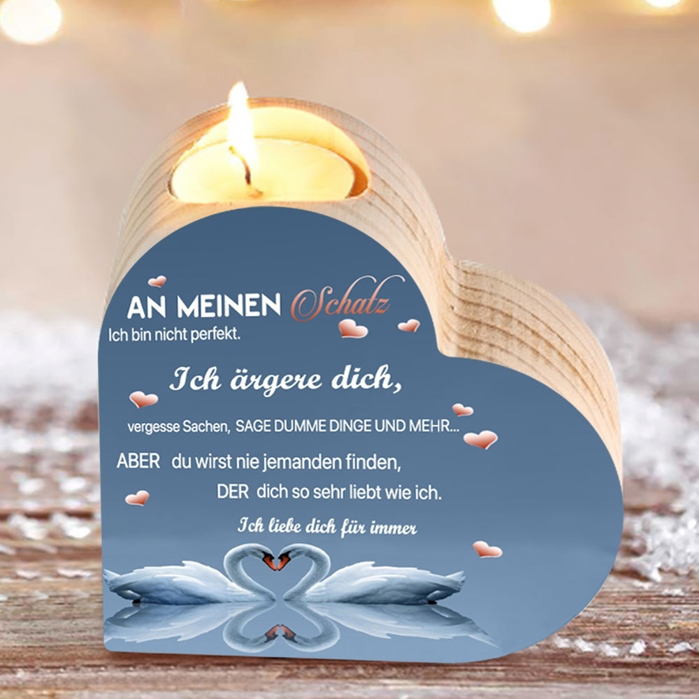 2 Stück Kerzenhalter Herzform - Romantische Teelichthalter Aus Holz Für Valentinstag