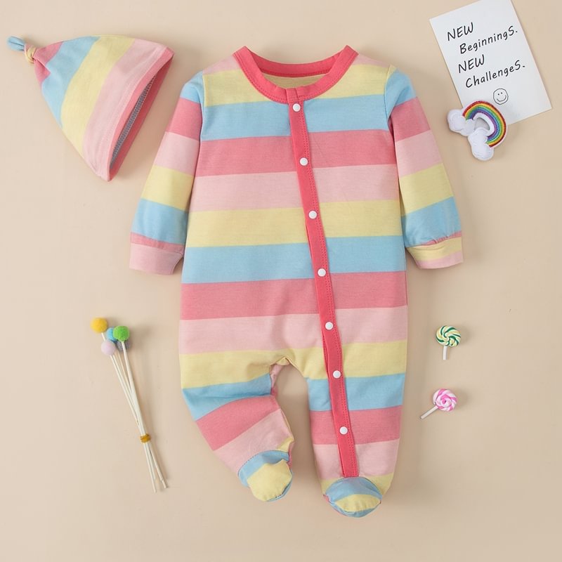 Rainbow Stripes 2-Piece Set Baby Suit for 17 Inches Reborn Baby Doll