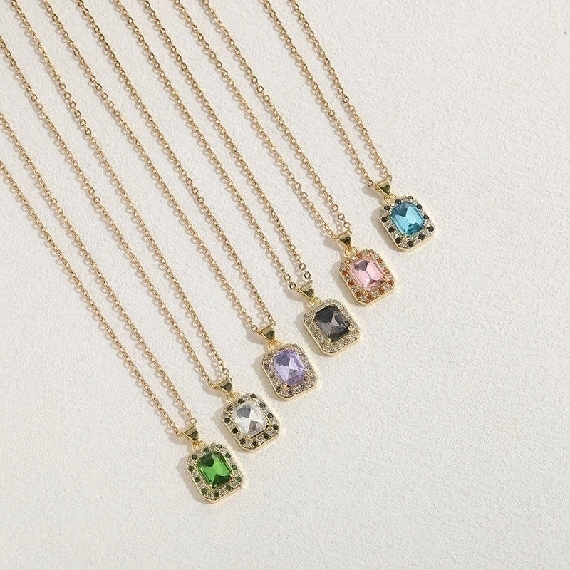 Sweet Streetwear Geometric Stainless Steel Brass 14k Gold Plated Zircon Pendant Necklace In Bulk