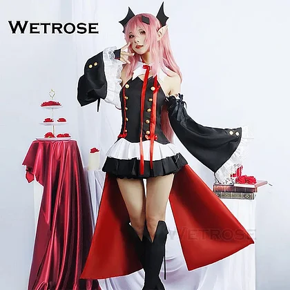 [Wetrose] In Stock Krul Tepes Cosplay Costume Seraph Of The End Anime Owari no Serafu Halloween Vampire Maid Suit  Full Set Wig