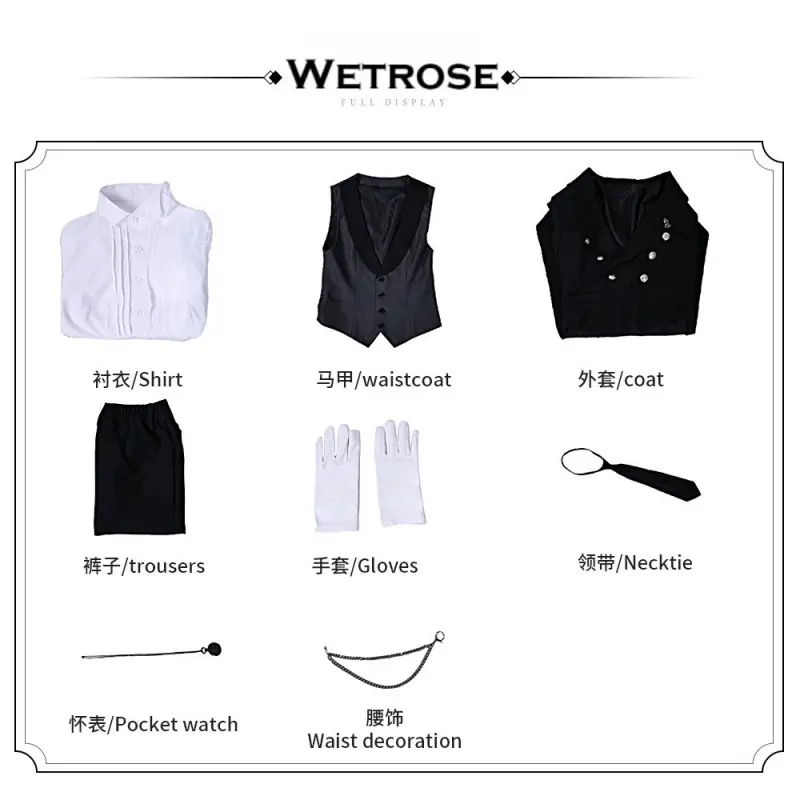 [Wetrose] In Stock Black Butler Sebastian Michaelis Grell Sutcliff Under Taker Full Set Tuxedo Cosplay Costume