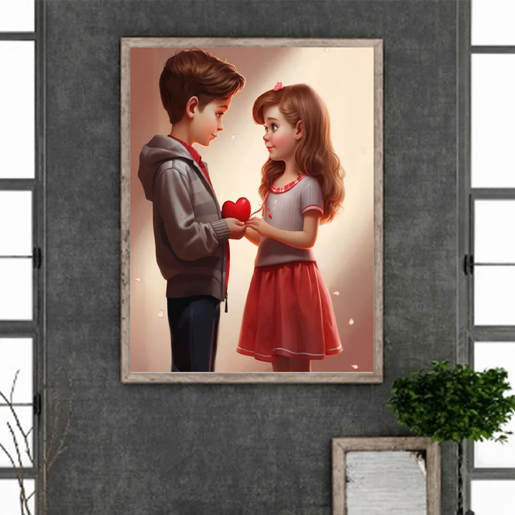 Diamond Painting - Full Round Drill - Kid Sweet Couple(Canvas|30*40cm)