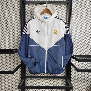 2023/2024 Real Madrid Windbreaker White Blue Soccer Jersey 1:1 Thai Quality