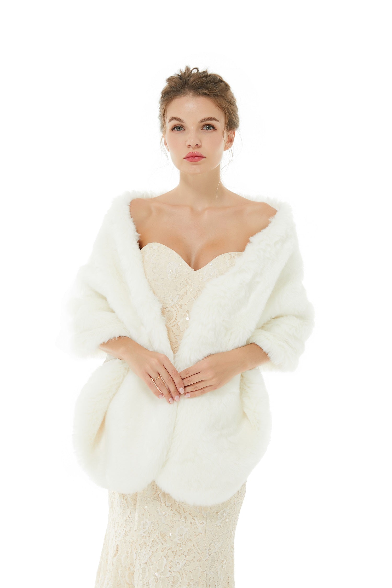 Bellasprom White Winter Faux Fur Wrap Bride Shawl On Sale Bellasprom