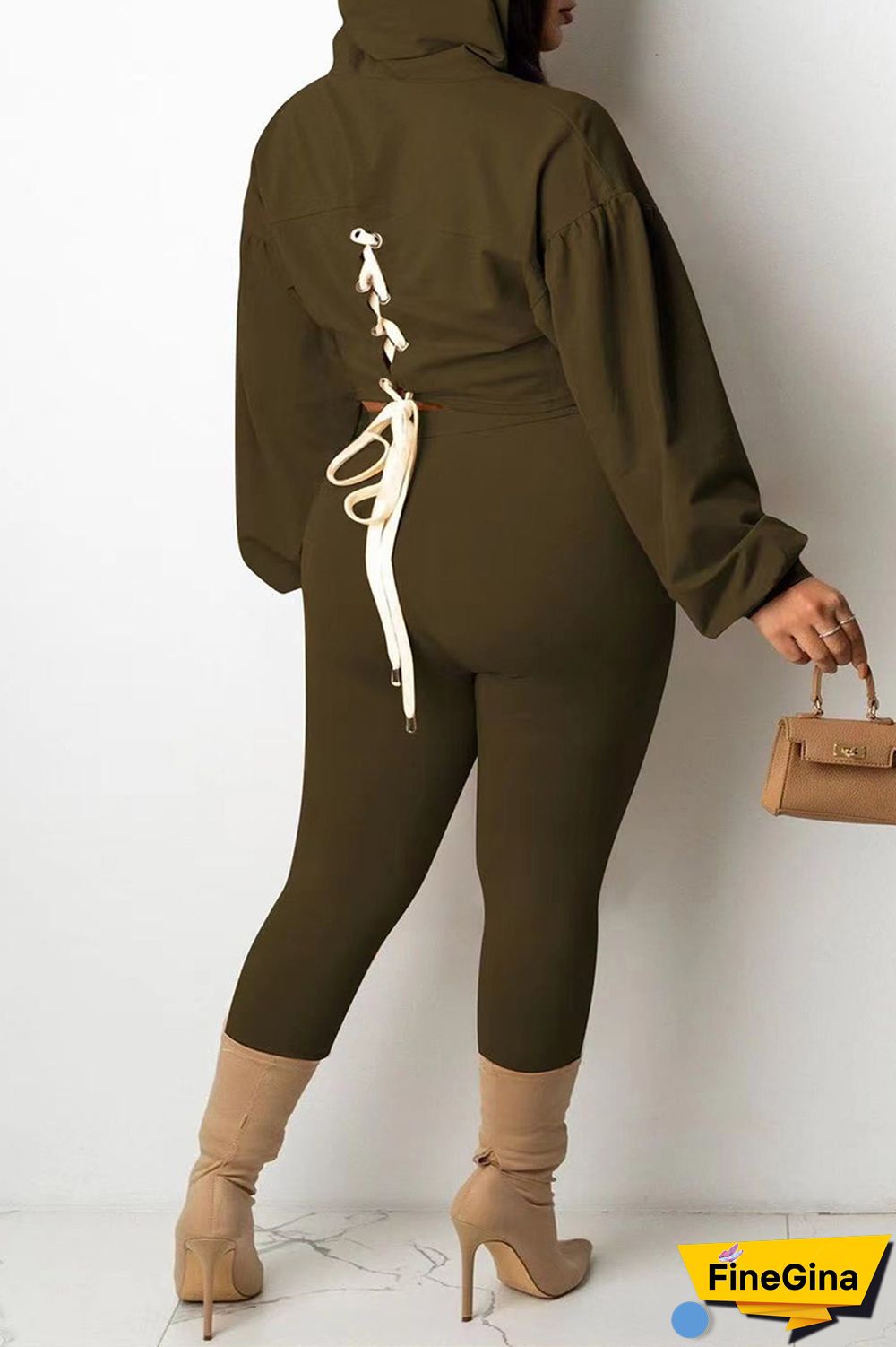 Black Fashion Casual Print Basic Hooded Collar Long Sleeve Two Pieces