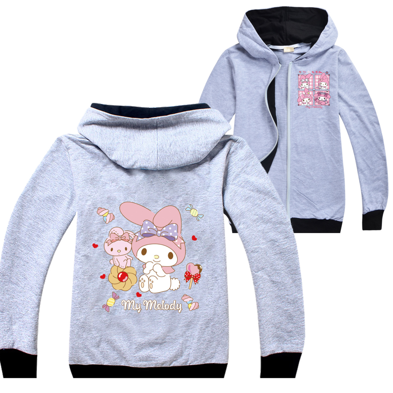 Cinnamoroll Spring Autumn Zip-Up Cardigan Set for Kids - Adorable Bunny Style 3668 -Mayoulove