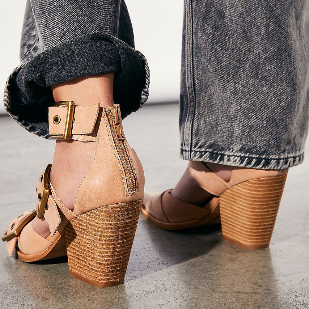 Nude Block Heels Closed Toe Chunky Heel Pumps Women's Flat Shoes Spring Autumn main image 0