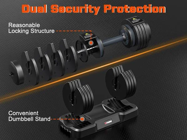Product Introduction of Bearbro 5-25LB / 15-55LB Adjustable Dumbbell for Home Gym Equipment, 5 in 1 Quickly Adjustable Weights Plates and Rack, Hand Weights Suitable Women and Men, Full Body Workout Fitness 15