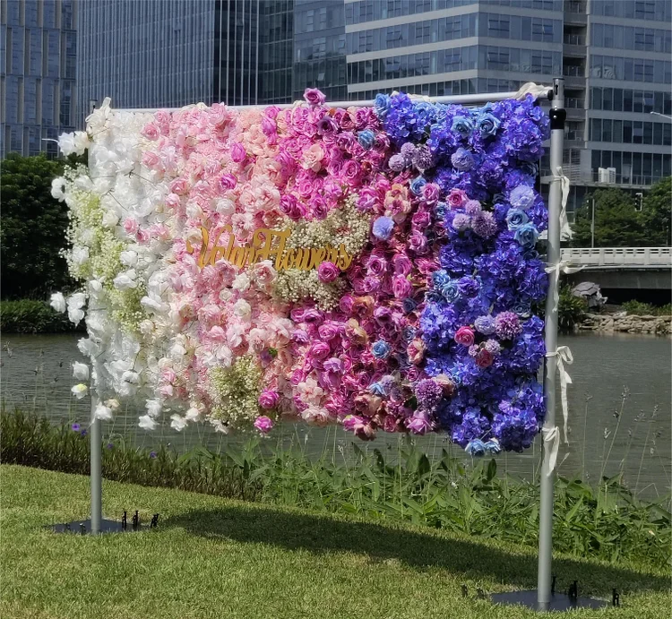 Roll Up Fabric Artificial Flower Wall Wedding Backdrop, Floral Party Decor, Event Photography-VF-340