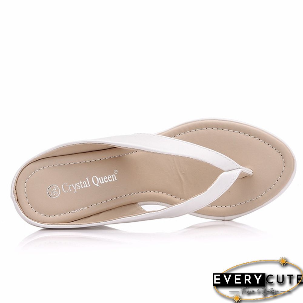 White Sandals Flip Flops Wedges Platform Sandals Wedges Slippers White Flip Flips Plus Size Beach Sandals Bohemia Sandals