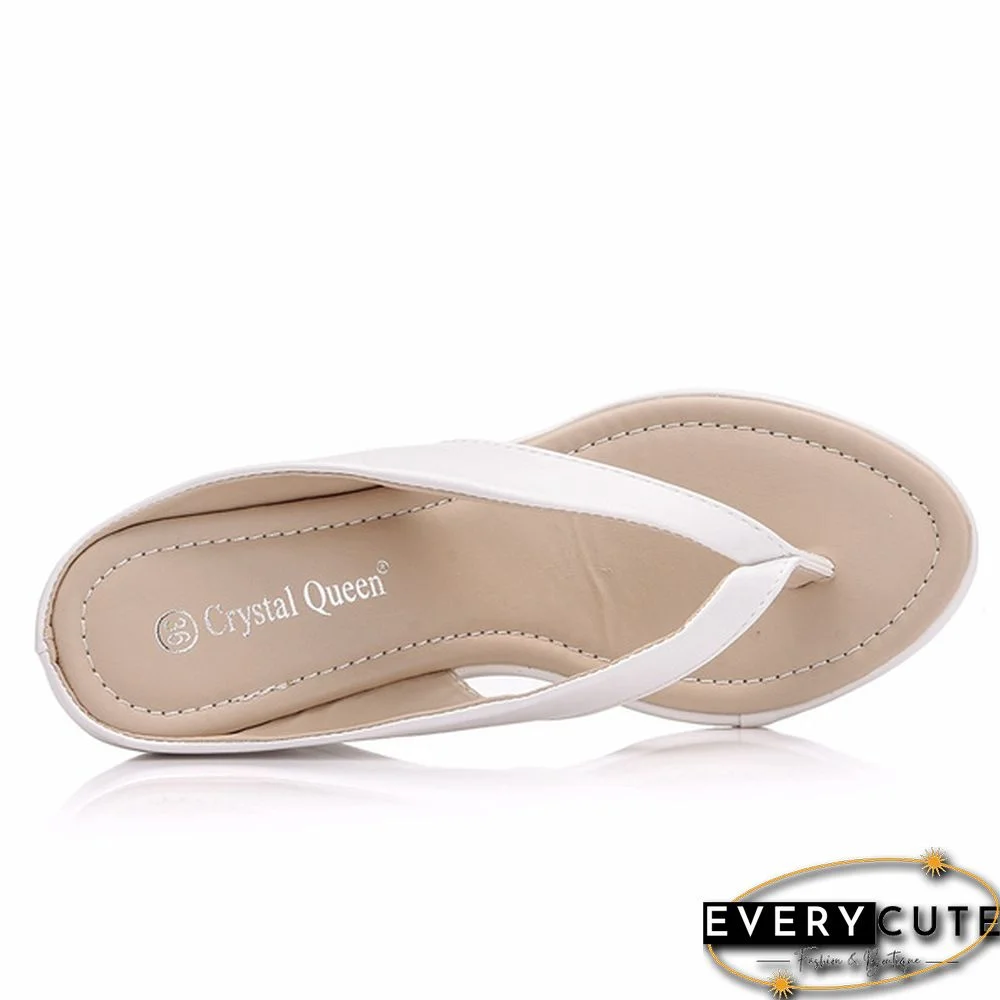 White Sandals Flip Flops Wedges Platform Sandals Wedges Slippers White Flip Flips Plus Size Beach Sandals Bohemia Sandals