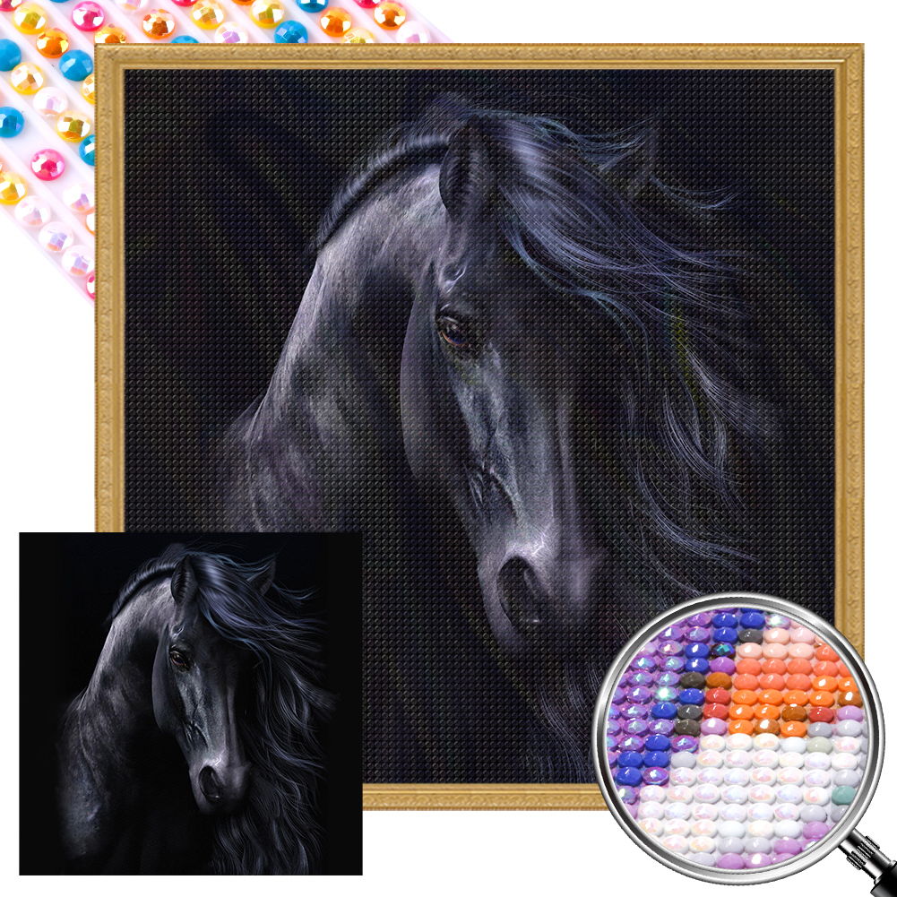Dark Horse 50*50cm(picture) full round drill diamond painting with 3 to 5 colors of AB drills