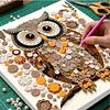 Vintage Brown Owl DIY Button Art Painting Kit 30x30cm Self-Adhesive