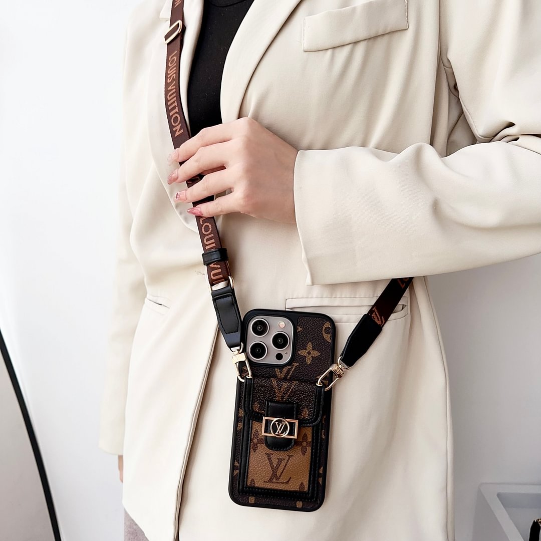 LV Dauphine Leather Monogram Crossbody Apple iPhone Case