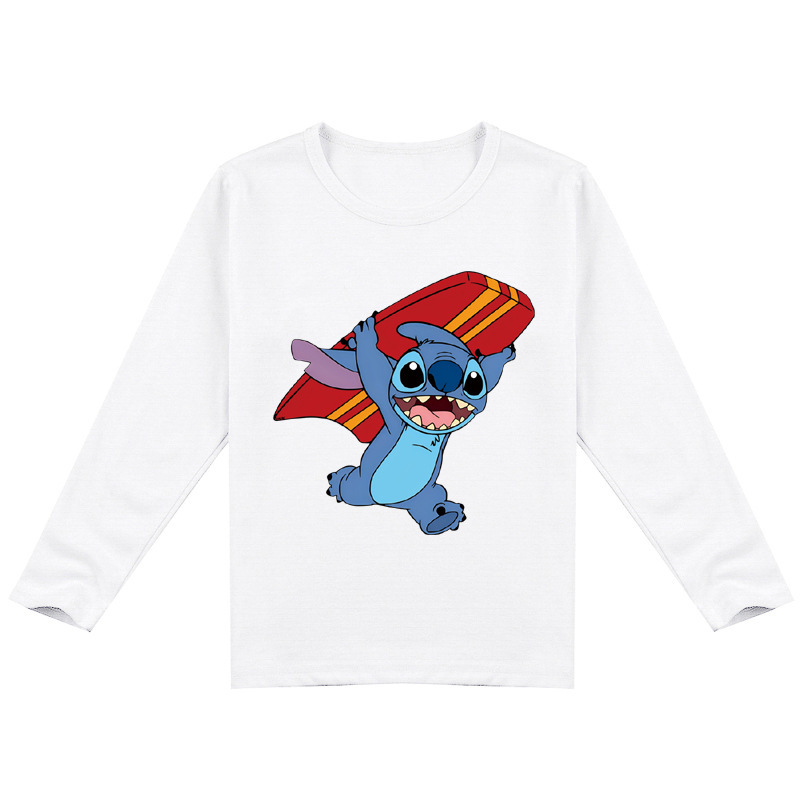 Mayoulove Stitch Long Sleeve T-Shirt - Cute and Comfortable Clothing for Kids 5-14 – Disney's Best Cartoon Character - Cosplay Costume for Boys and Girls - Stitch Lovers' Gift Idea for Christmas or Birthday – Soft and Durable Fabric for Everyday Wear-Mayoulove