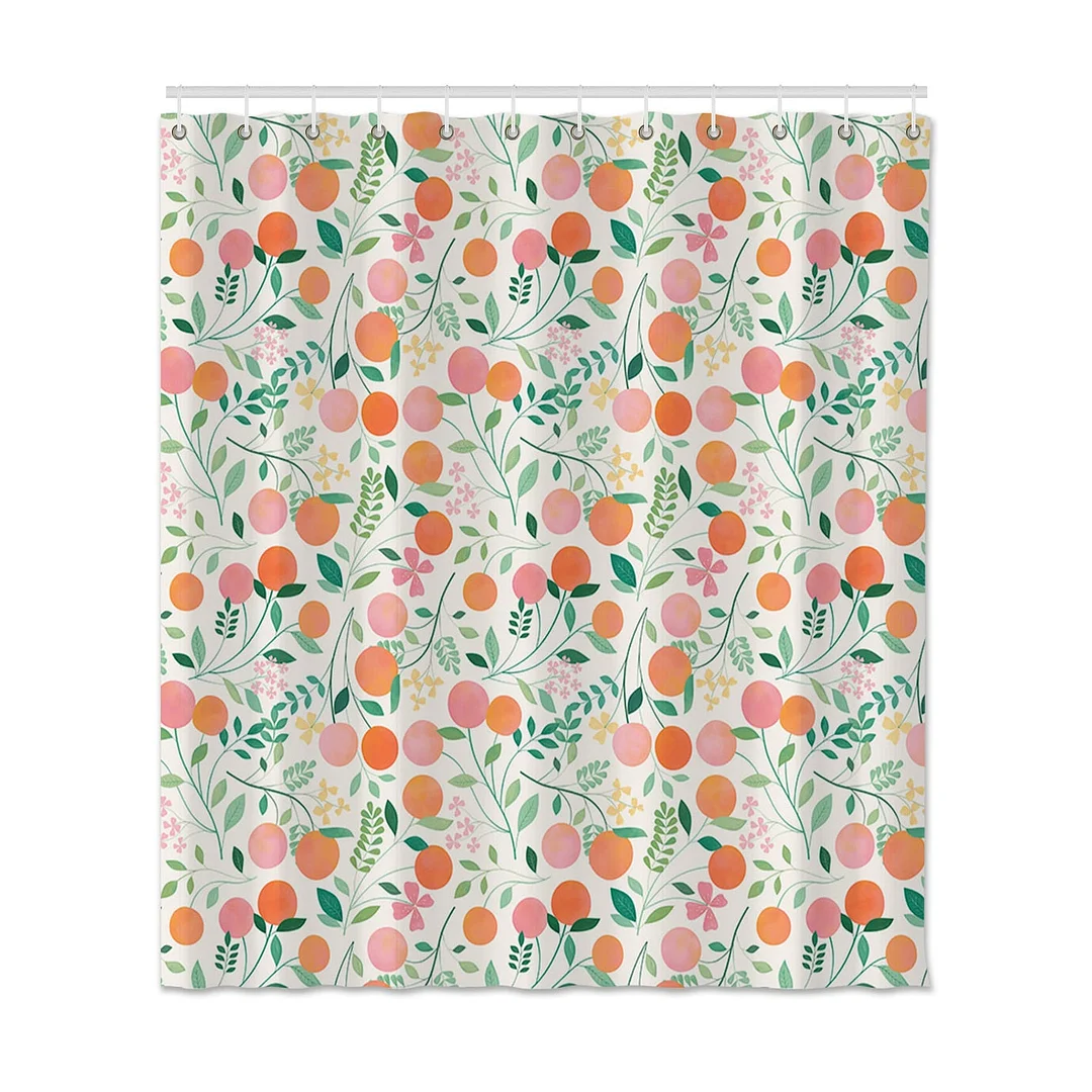 Flowers Leaves Printed Shower Curtain Waterproof Bathroom Shower Curtain With Hooks Polyester Fabric Bath Shower Curtain Decor