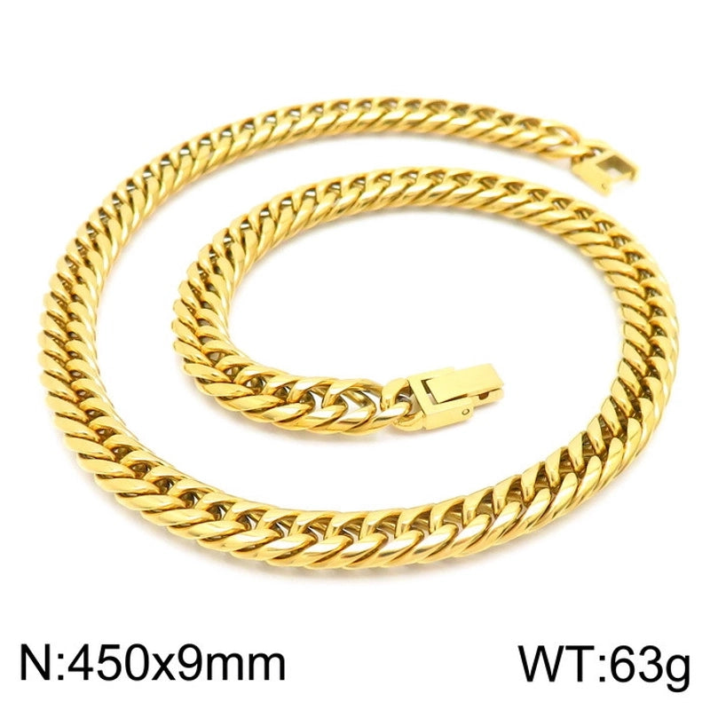 Hip-Hop Retro Solid Color Titanium Steel Plating 18K Gold Plated Men’s Necklace
