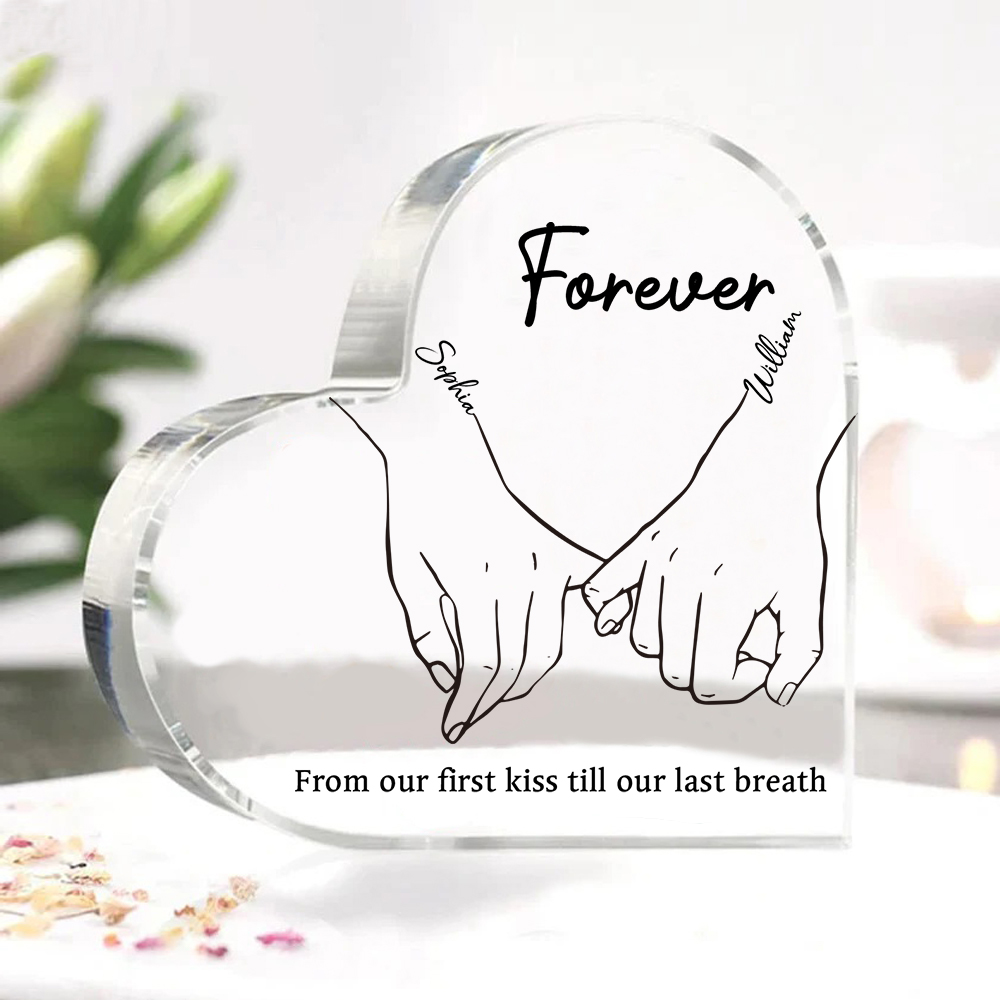 Personalised Acrylic Heart Keepsake Custom 2 Names & 2 Texts Ornament Pinky Swear Acrylic Plaque Couple Gift-Jessemade AU