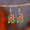 (US Only)4 Pairs Double Sided Sunflower Flag Diamond Painting Earrings for Women Girls