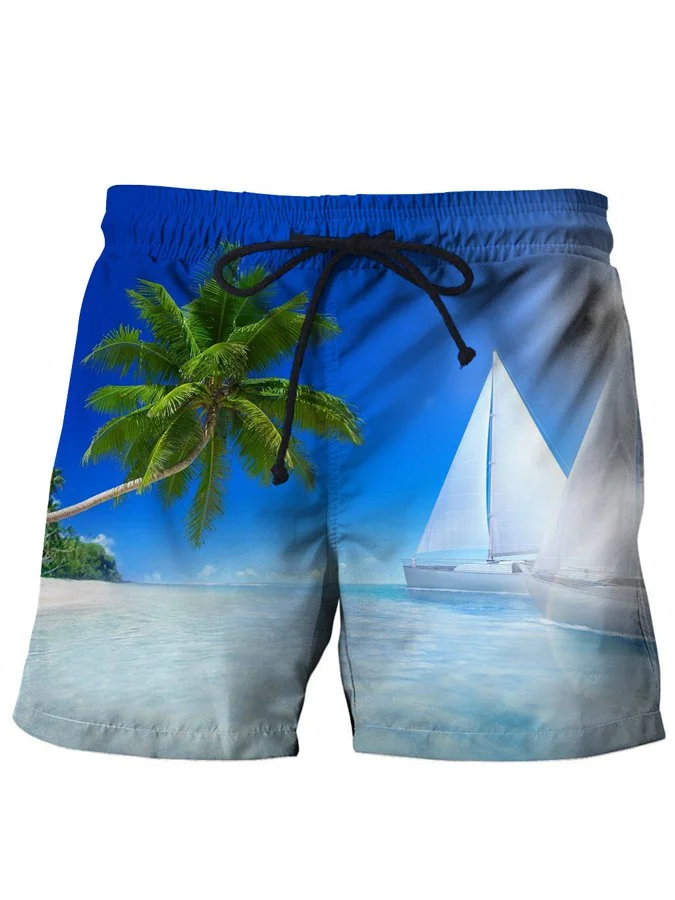Men's Hawaiian Print Casual Resort Beach Shorts