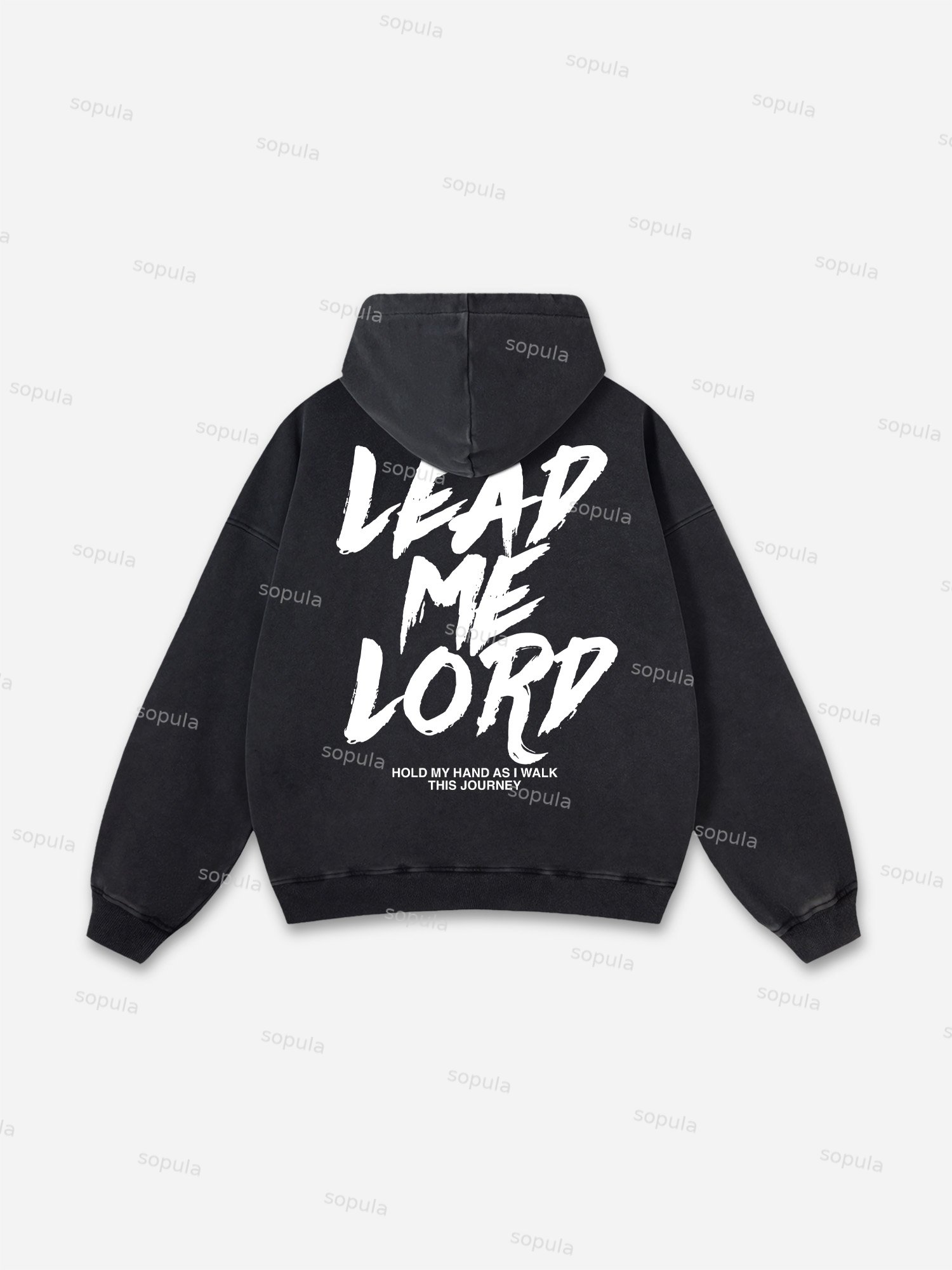 Sopula Lead Me Lord Slogan Graphic Washed Hoodie