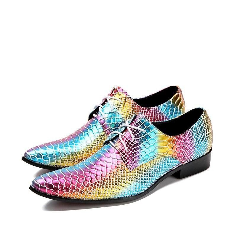 GOOSHOE Colorful Snake Skin  Leather Coiffeur Men's Dress Shoes Gentleman Oxford Derby Shoe