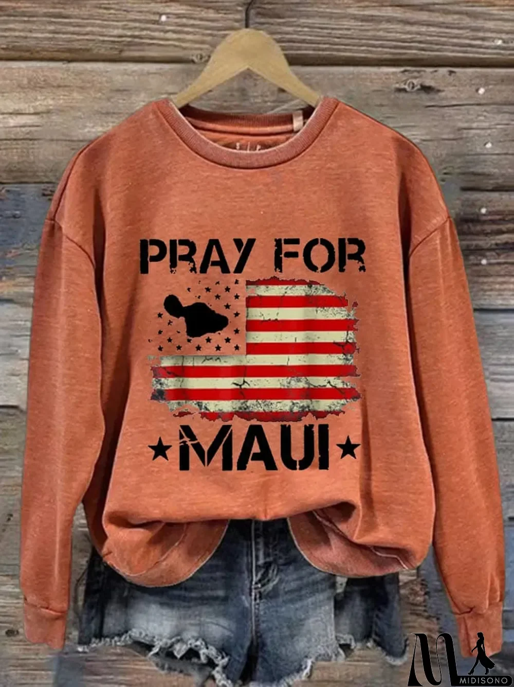 MidiSono - Women's Pray for Maui Print Sweatshirt