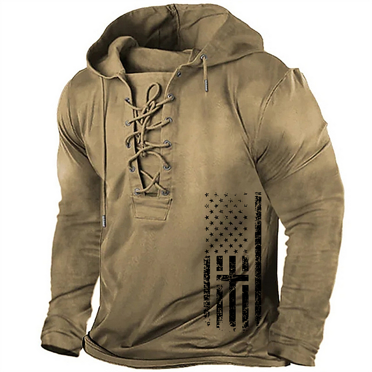 Christian Cross American Flag Retro Hoodie