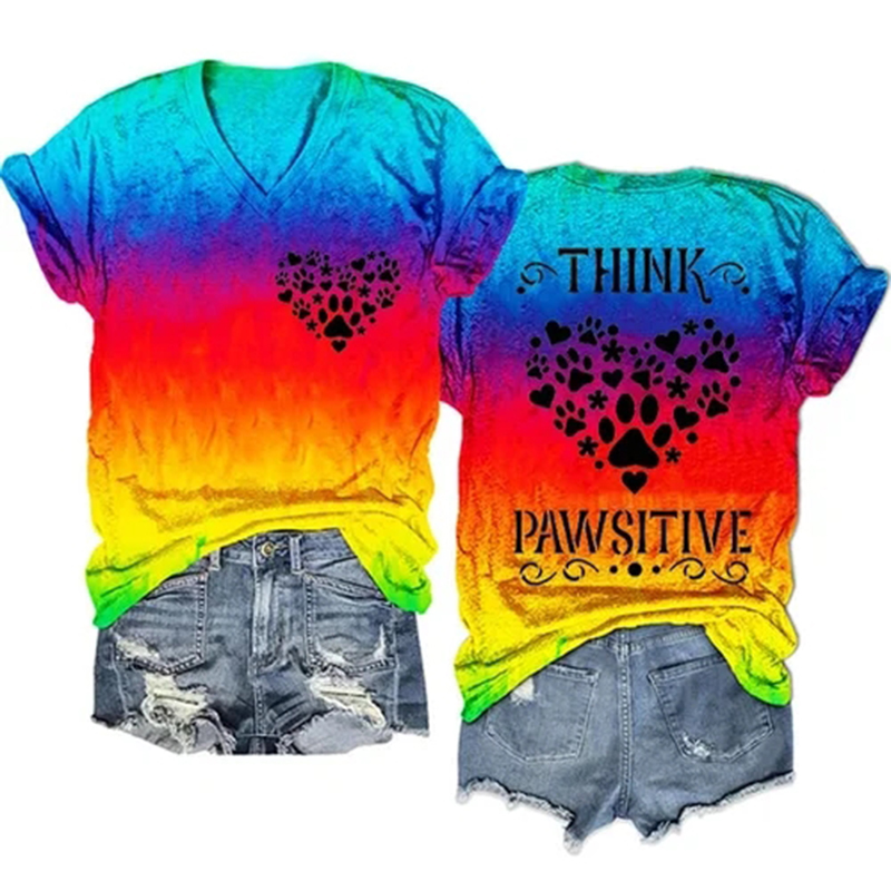 Think Pawsitive Paws Print T-Shirt wearshes
