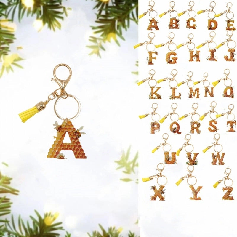 Classic Style Commute Letter Bee Arylic Unisex Bag Pendant Keychain