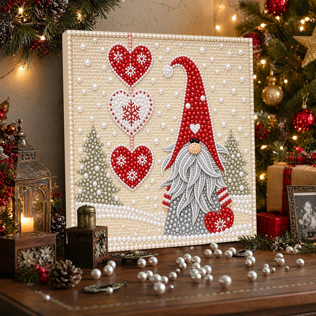 Framed Pearl Painting Kit Gnome 7.87x7.87in