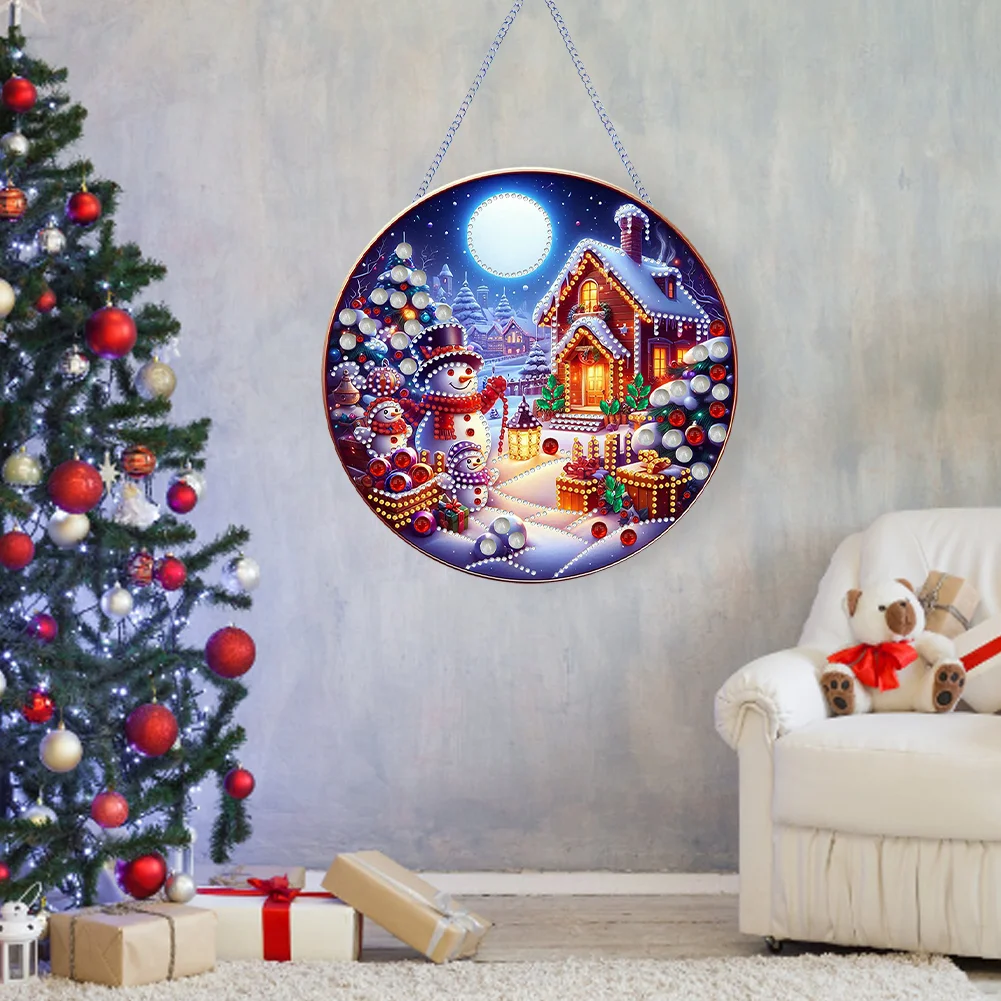 DIY Christmas Special Shape House Diamond Painting Hanging Pendant for Home Decor