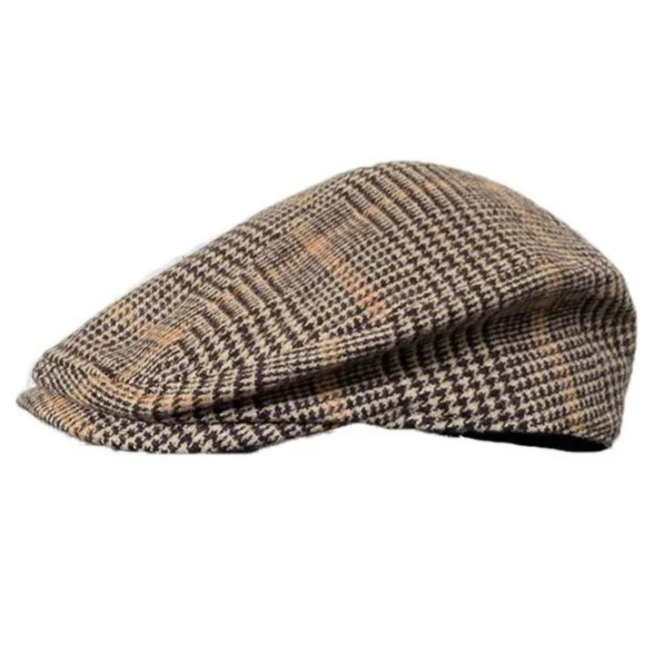 THE PEAKY Marl Flat Hat Plaid-Harris Tweed