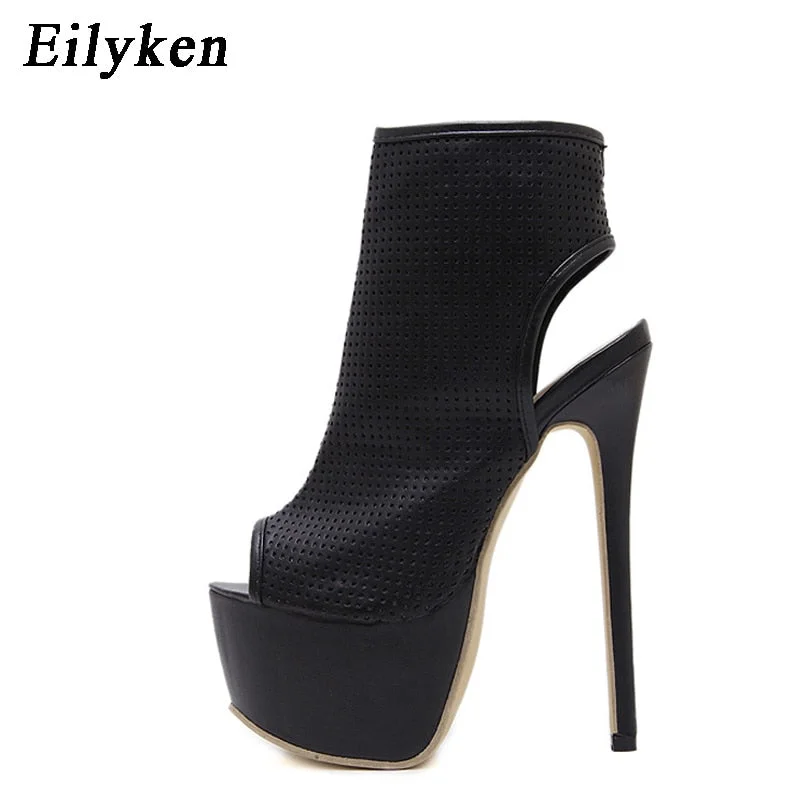 Eilyken New Arrived Women Sandals Pumps shoes Peep Toe Cut-outs shoes Sexy High heels Gladiator Sandals Women Plus size 35-40