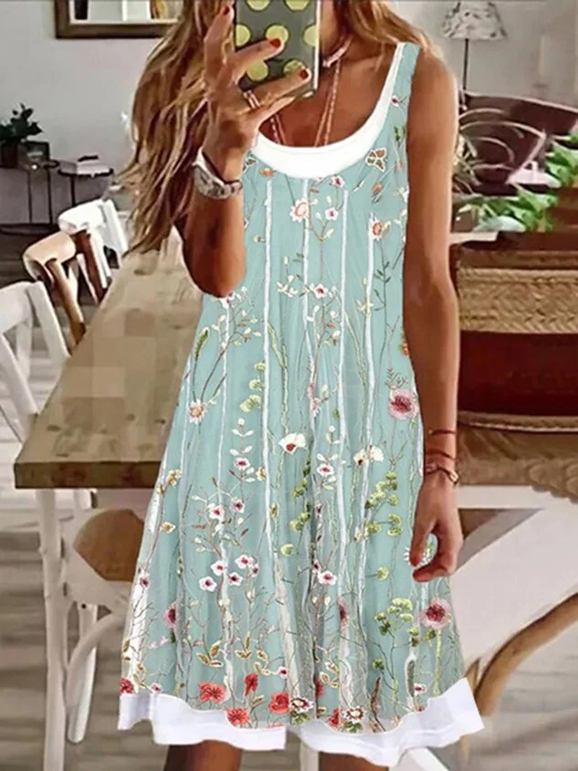 JFN Round Neck floral Casual Midi Dresses