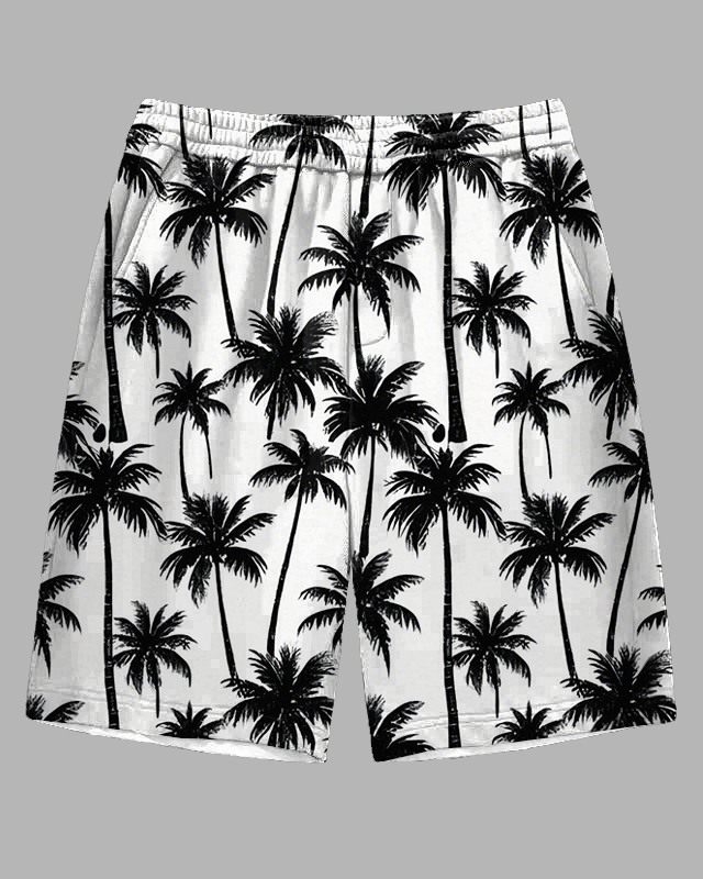 Men's Hawaiian Style Coconut Trees Printed Outdoor Casual Big and Tall Shorts