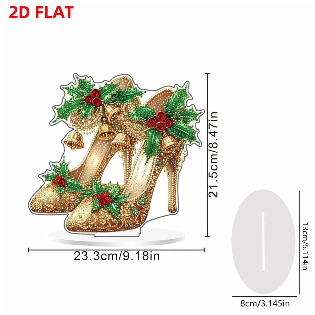 2D Flat Xmas High Heels DIY Acrylic Desktop Diamond Art Kits for Adults Beginner