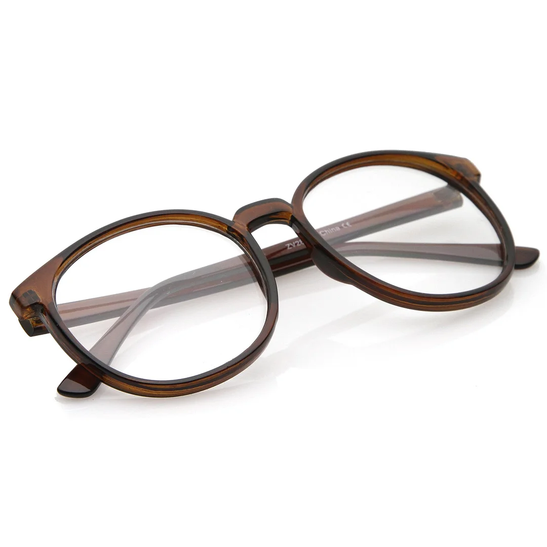 Classic P3 Horn Rimmed Clear Lens Round Eyeglasses 53mm